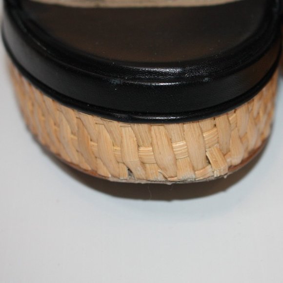 Chanel 20C Black Leather CC Chain Wicker Platform Wedge Sandal EU 40.5 / US 10.5 - Picture 9 of 11